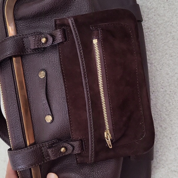 Vintage Brown Chloe Abby Leather Satchel Shoulder Bag Made In Italy - Picture 4 of 10